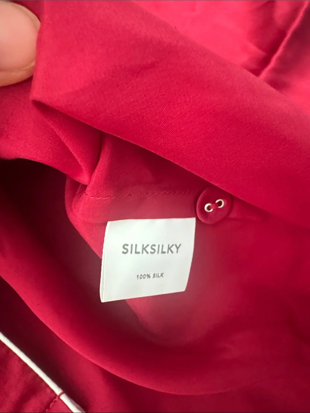 Silksilky 100% Mulberry Silk Long Sleeve Button Up Pajamas Set Dark Red